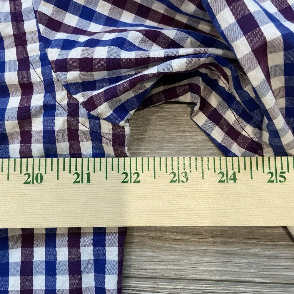 Izod Long Sleeve Plaid Shirt Mens M Blue Purple Cotton Button Down Multicolor